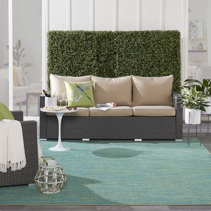 Nourison Home Nourison Essentials Blue Green 8' x 10' Area Rug - Easy Clean, Non Shedding, Bed Room, Living Room, Dining Room, Kitchen (8' x 10')