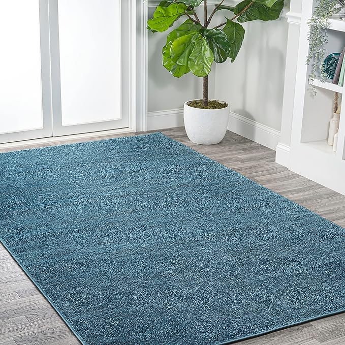 JONATHAN Y Haze Solid Low-Pile Turquoise Indoor Area Rug 5x8, Coastal,Bohemian,Minimalist,Classic, Easy-Cleaning for Living Room,Bedroom,Kitchen,Pet Friendly,Non-Shedding (SEU100H-5)