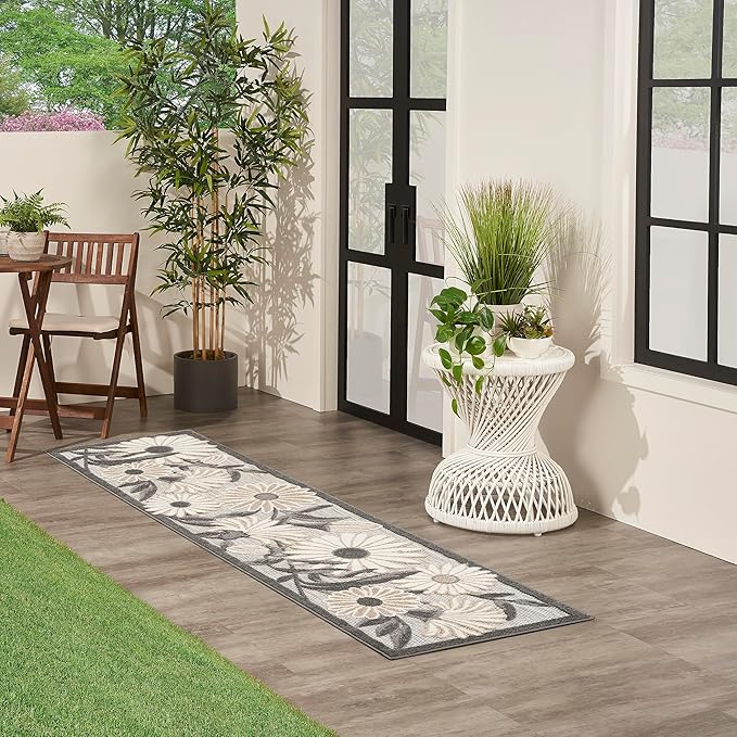 Nourison Home Aloha Beige 2'3" x 12' Area Rug - Easy Clean, Non Shedding, Bed Room, Living Room, Dining Room, Kitchen (12' Runner)