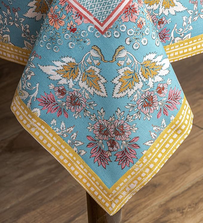 Maison d' Hermine Table Cloth Square Table 100% Cotton 60 x 60 Inches Tablecloth Reusable Decorative for Dining Room Farmhouse Home Valentines Day Decorations Spring Summer - Marquise