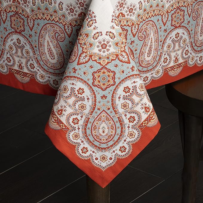 Maison d' Hermine Table Cloth Rectangle Table 100% Cotton 70 x 140 Inches Fall Tablecloth Reusable Everyday Use for Thanksgiving Christmas Decorations Dining Farmhouse Party (Cachemire)