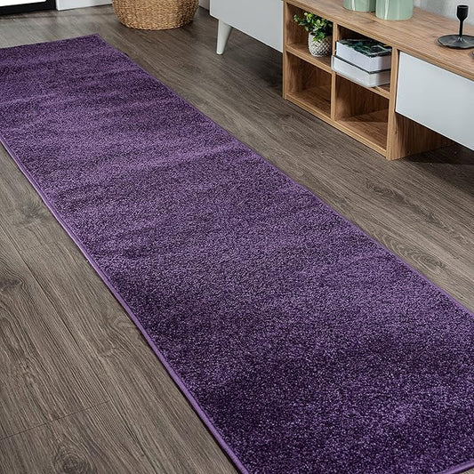 JONATHAN Y Haze Solid Low-Pile Purple Runner Rug 2x10, Coastal,Bohemian,Minimalist,Classic, Easy-Cleaning for Living Room,Bedroom,Kitchen,Pet Friendly,Non-Shedding (SEU100N-210)