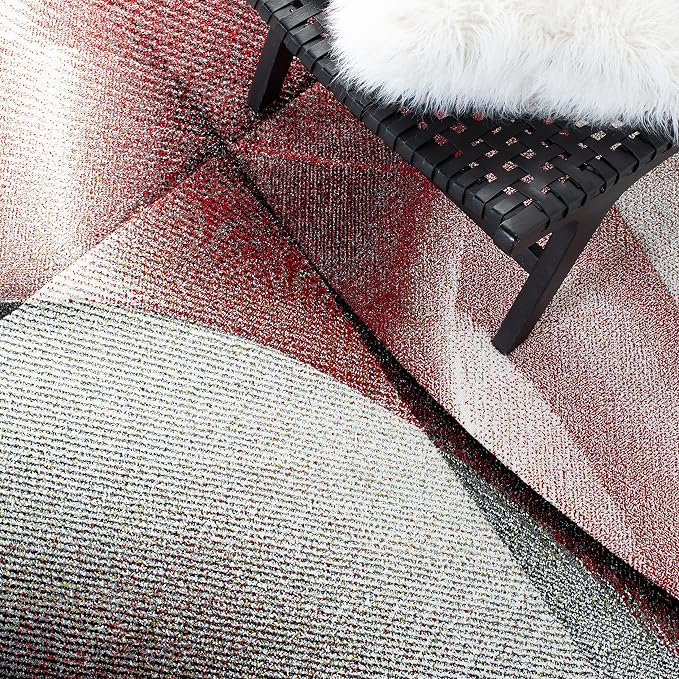 SAFAVIEH Hollywood Collection Runner Rug - 2'3" x 8', Grey & Red, Mid-Century Modern Design, Non-Shedding & Easy Care, Ideal for High Traffic Areas in Living Room, Bedroom (HLW715Q)