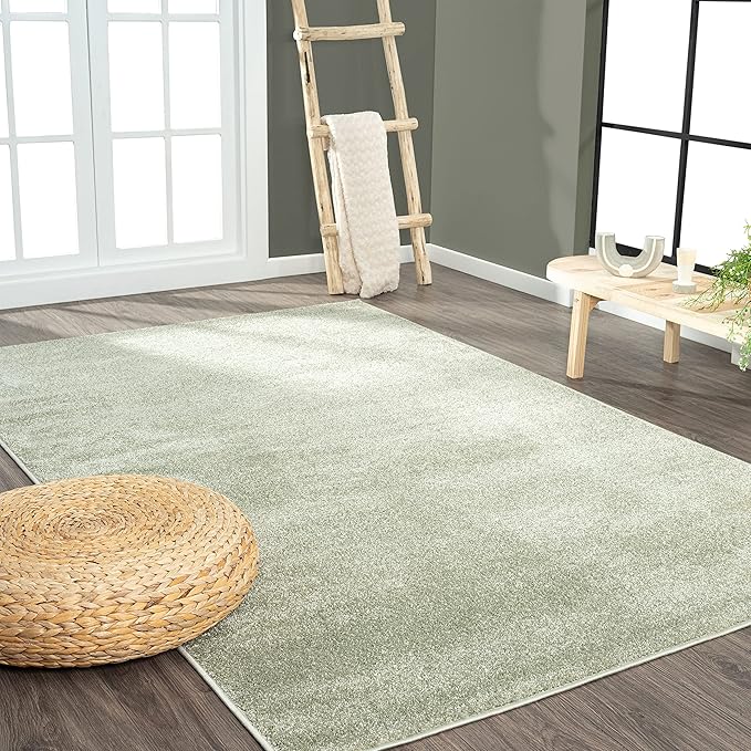JONATHAN Y Haze Solid Low-Pile Green Indoor Area Rug 12x15, Coastal,Bohemian,Minimalist,Classic, Easy-Cleaning for Living Room,Bedroom,Kitchen,Pet Friendly,Non-Shedding (SEU100O-15)