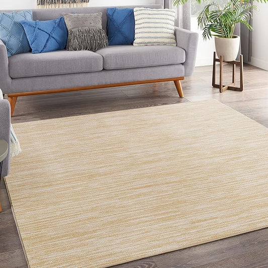Nourison Home Nourison Essentials Ivory Gold 5' x Square Area Rug - Easy Clean, Non Shedding, Bed Room, Living Room, Dining Room, Kitchen (5' x Square)