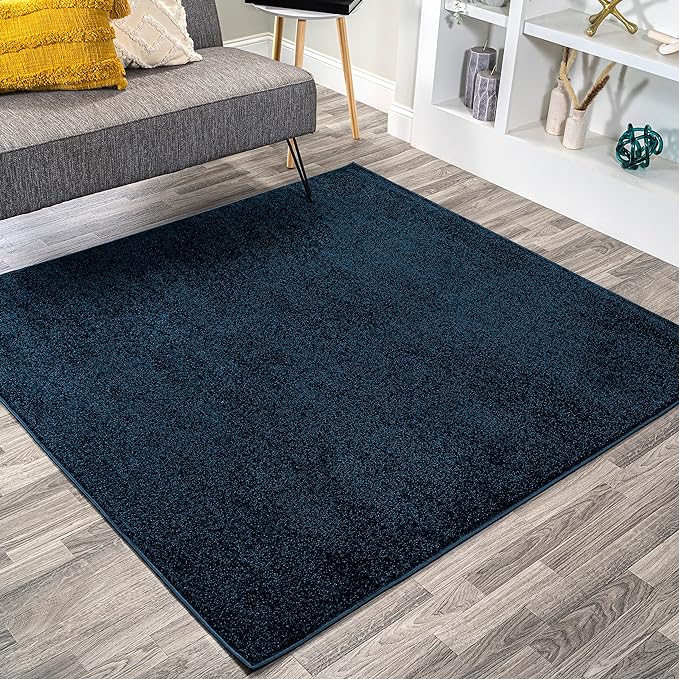 JONATHAN Y Haze Solid Low-Pile Navy 6x6 Square Indoor Area Rug, Coastal,Bohemian,Minimalist,Classic, Easy-Cleaning for Living Room,Bedroom,Kitchen,Pet Friendly,Non-Shedding (SEU100C-6SQ)