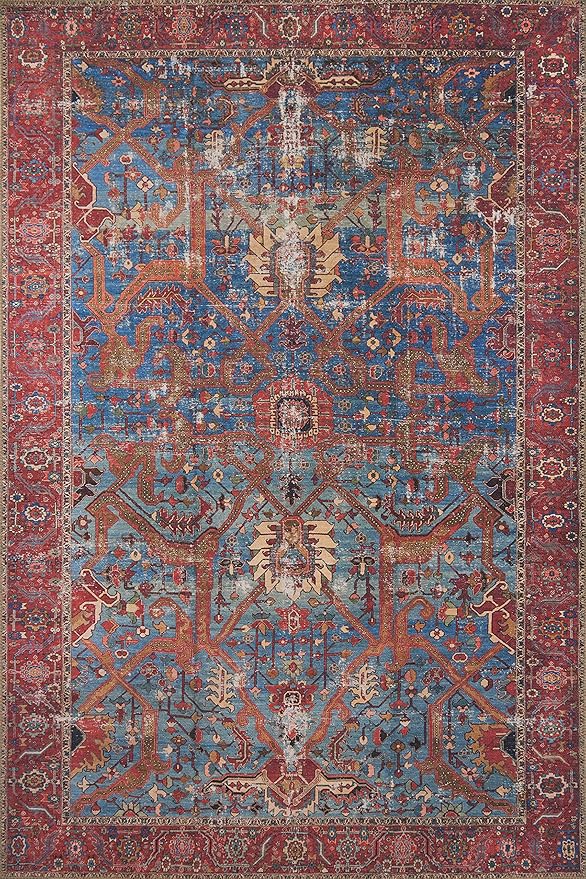 Loloi Loren Collection LQ-10 Blue/Red 2'-6" x 7'-6" Runner Rug