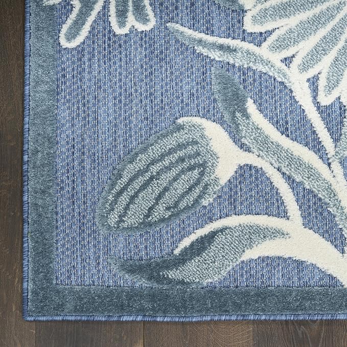 Nourison Home Aloha Blue 2'8" x 4' Area Rug - Easy Clean, Non Shedding, Bed Room, Living Room, Dining Room, Kitchen (3' x 4')