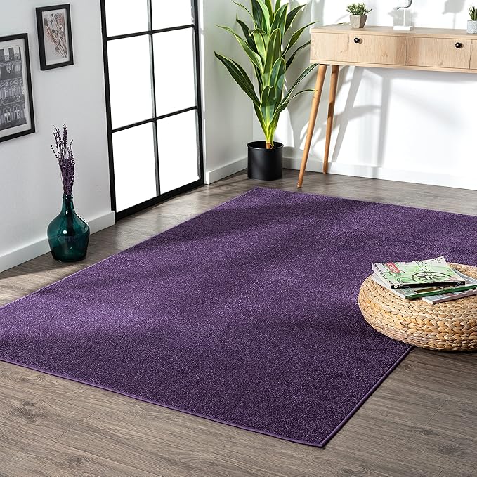 JONATHAN Y Haze Solid Low-Pile Purple Indoor Area Rug 6x9, Coastal,Bohemian,Minimalist,Classic, Easy-Cleaning for Living Room,Bedroom,Kitchen,Pet Friendly,Non-Shedding (SEU100N-6)