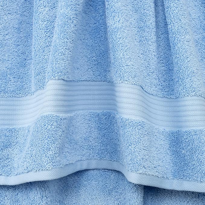 Cotton Paradise 100% Cotton Turkish Towel Set, Soft Absorbent Quick Dry, 4 Piece Bath Towel Set, Sky Blue