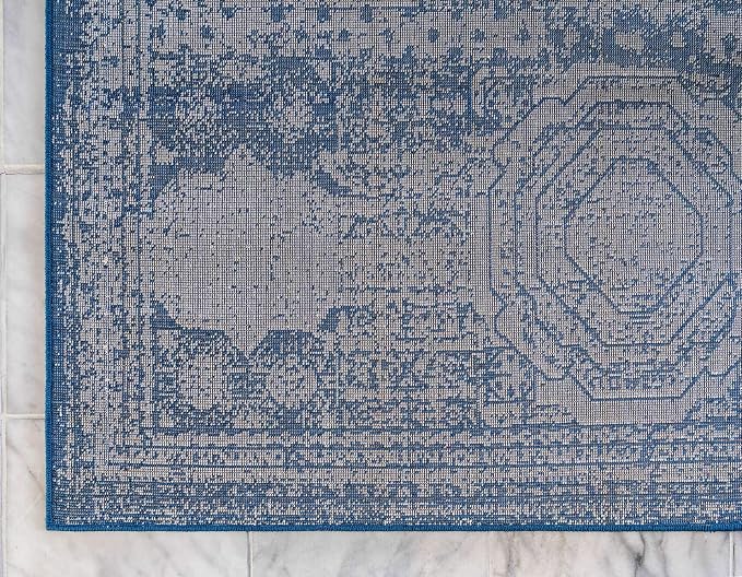 Unique Loom Bromley Collection Area Rug - Wells (4' 1" x 6' 1" Rectangle, Ivory and Blue/ Ivory)