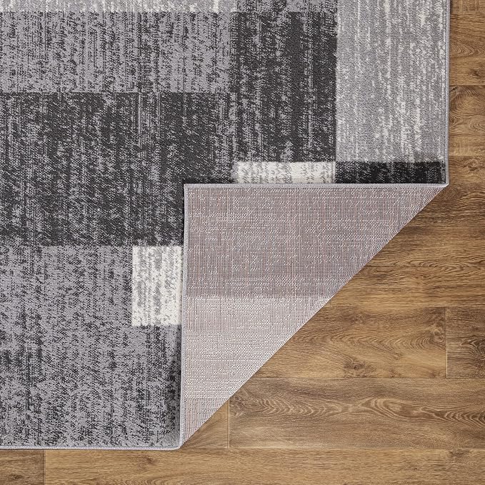 Rugshop Oslo Modern Geometric Boxes Runner Rug 2' x 7' Gray