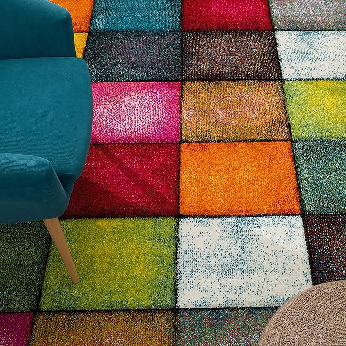 Paco Home Colorful Area Rug Checkered with Multicolor Squares, Size: 2' x 3'7"