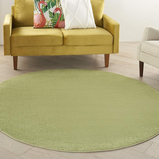 Nourison Home Nourison Essentials Green 6' x Round Area Rug - Easy Clean, Non Shedding, Bed Room, Living Room, Dining Room, Kitchen (6' x Round)