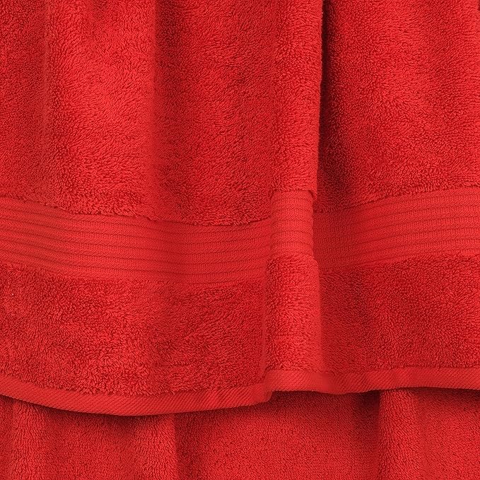 Cotton Paradise 100% Cotton Turkish Towel Set, Soft Absorbent Quick Dry, 6 Piece Towel Set, Red