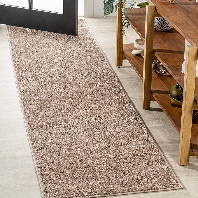JONATHAN Y Haze Solid Low-Pile Beige Runner Rug 2x16, Coastal,Bohemian,Minimalist,Classic, Easy-Cleaning for Living Room,Bedroom,Kitchen,Pet Friendly,Non-Shedding (SEU100G-216)