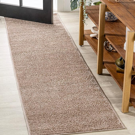 JONATHAN Y Haze Solid Low-Pile Beige Runner Rug 2x16, Coastal,Bohemian,Minimalist,Classic, Easy-Cleaning for Living Room,Bedroom,Kitchen,Pet Friendly,Non-Shedding (SEU100G-216)