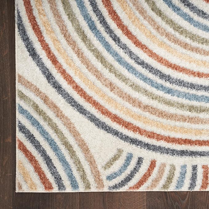Nourison Home Astra Machine Washable Ivory Multicolor 2'2" x 12' Area Rug - Easy Clean, Non Shedding, Bed Room, Living Room, Dining Room, Kitchen (12' Runner)