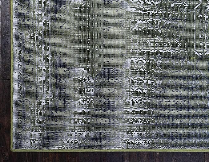 Unique Loom Bromley Collection Area Rug - Wells (2' x 8' Runner, Green/ Ivory)
