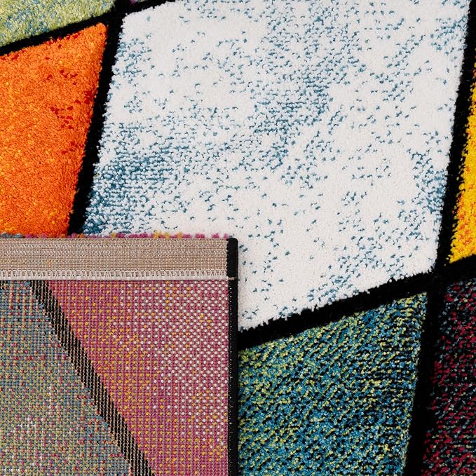 Paco Home Colorful Runner Rug with Geometric Diamonds in Multicolor, Size: 2'8" x 9'10"