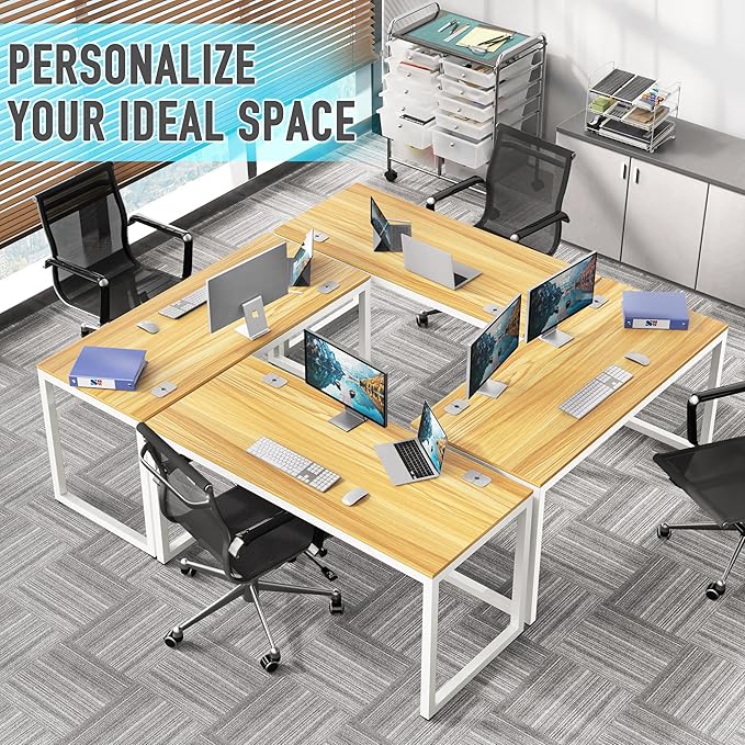 SHW 55-Inch Commercial-Grade Office Computer Desk, Oak