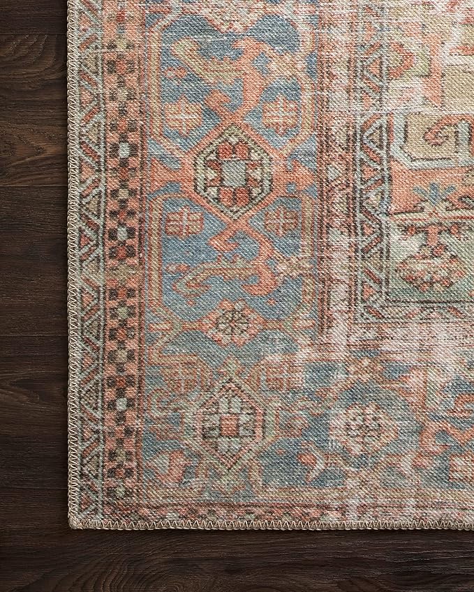 Loloi Loren Collection LQ-15 Terracotta/Sky 2'-6" x 7'-6" Runner Rug