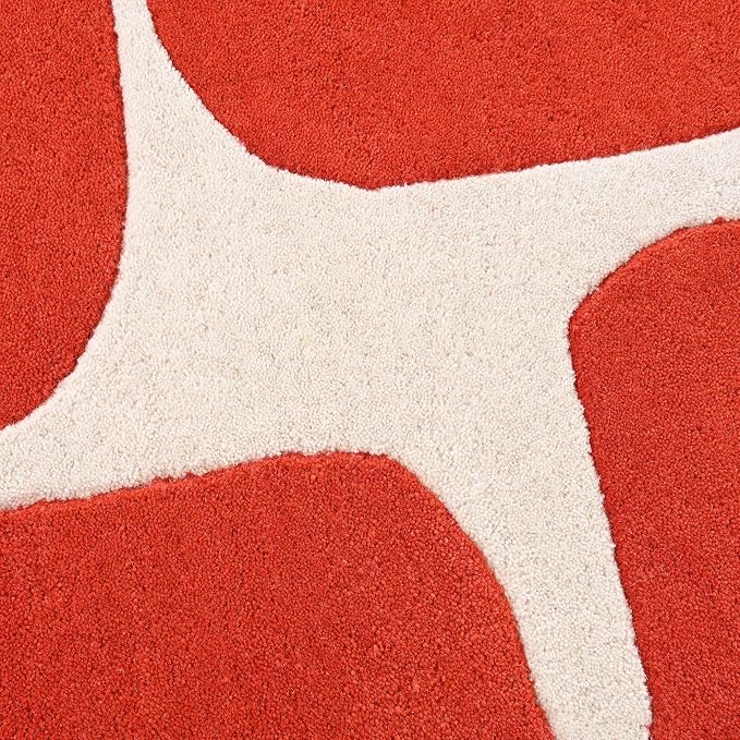 Restoration and Renovation Modern Wool Area Rug - Contemporary Abstract Geometric Design, Thick & Soft Hand-Tufted Carpet - Ideal for Indoor Decor in Living Room, Bedroom (Poppy, 8' x 10')