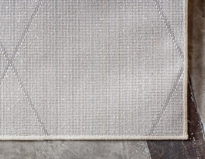 Unique Loom Trellis Frieze Collection Area Rug - Geometric (6' 1" x 9', Ivory/ Gray)