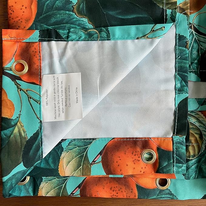 Teal Apricot Leaf Print Shower Curtain - Colorful Botanical Fruit Floral Pattern - Modern Home Decor - Bold Colorful Hotel Style Fabric Shower Curtain For Any Bathroom - 72x72 Inches (Apricot)