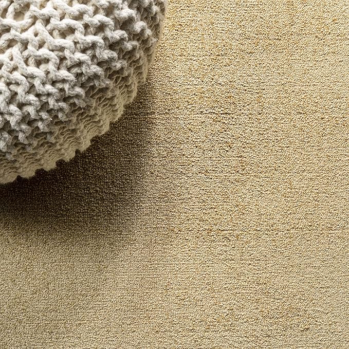 JONATHAN Y Haze Solid Low-Pile Mustard 5' Round Indoor Area Rug, Coastal,Bohemian,Minimalist,Classic, Easy-Cleaning for Living Room,Bedroom,Kitchen,Pet Friendly,Non-Shedding (SEU100B-5R)