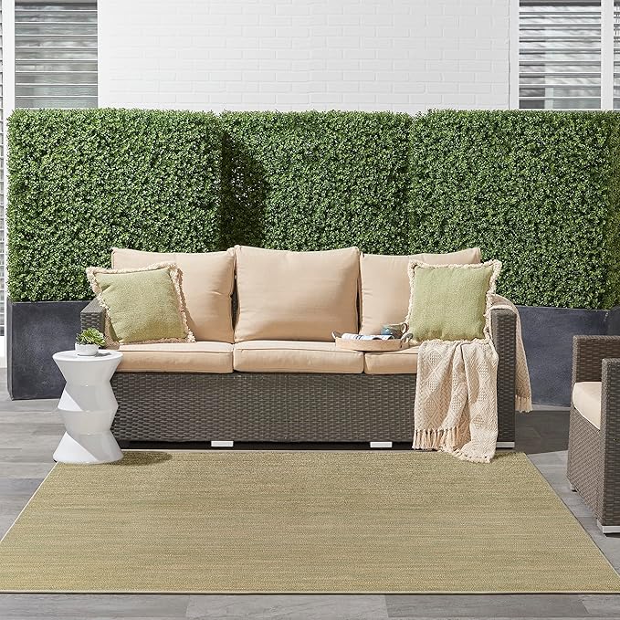 Nourison Home Nourison Essentials Green Gold 9' x Square Area Rug - Easy Clean, Non Shedding, Bed Room, Living Room, Dining Room, Kitchen (9' x Square)