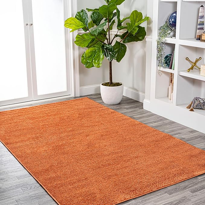 JONATHAN Y Haze Solid Low-Pile Orange Indoor Area Rug 12x15, Coastal,Bohemian,Minimalist,Classic, Easy-Cleaning for Living Room,Bedroom,Kitchen,Pet Friendly,Non-Shedding (SEU100M-15)