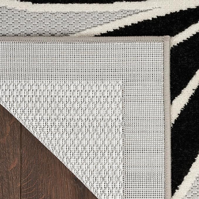 Nourison Home Aloha Black White 7' x 10' Area Rug - Easy Clean, Non Shedding, Bed Room, Living Room, Dining Room, Kitchen (7' x 10')
