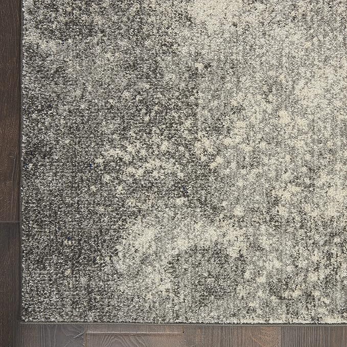 Nourison Home Passion Charcoal/Ivory 6'7'' x 9'6'' Area-Rug, Modern, Abstract, Easy-Cleaning, Non Shedding, Bed Room, Living Room, Dining Room, Kitchen, (7' x 10')