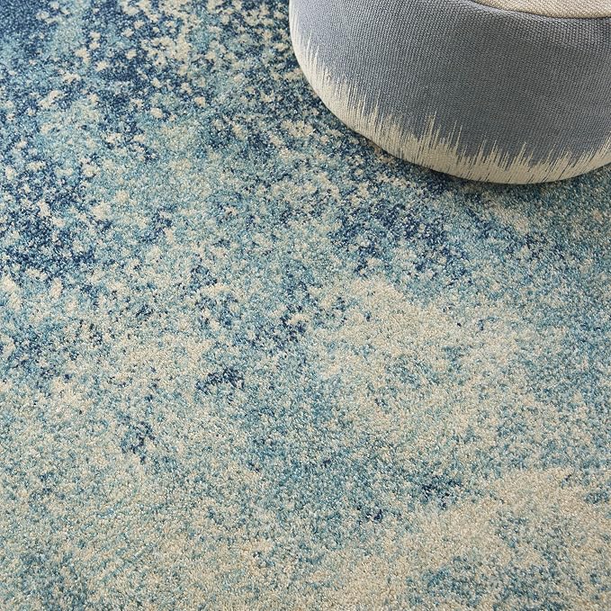 Nourison Home Passion 8' Runner Navy Light Blue Fabric Modern Area Rug (8' Runner)