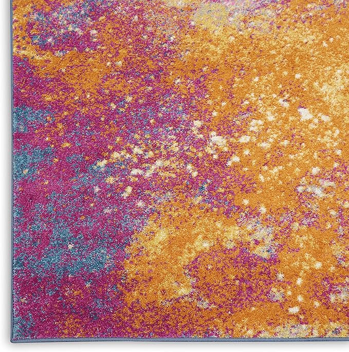 Nourison Home Passion Sunburst 1'10'' x 6' Area-Rug, Modern, Abstract, Easy-Cleaning, Non Shedding, Bed Room, Living Room, Dining Room, Kitchen, (6' Runner)