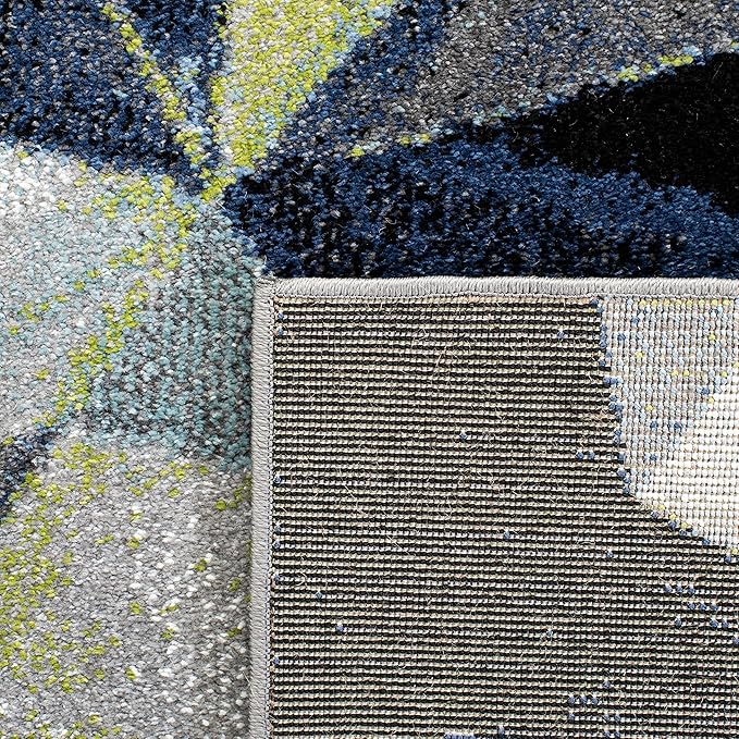 SAFAVIEH Porcello Collection Runner Rug - 2'3" x 18', Grey & Blue, Modern Abstract Design, Non-Shedding & Easy Care, Ideal for High Traffic Areas in Living Room, Bedroom (PRL6940G)
