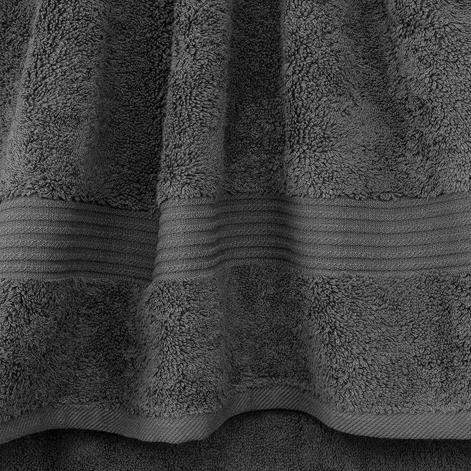 Cotton Paradise 100% Cotton Turkish Towel Set, Soft Absorbent Quick Dry, 4 Piece Hand Towel Set, Dark Gray