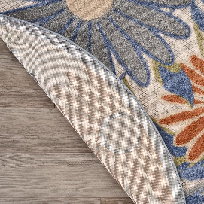 Nourison Home Aloha Beige Multicolor 7'10" x Round Area Rug - Easy Clean, Non Shedding, Bed Room, Living Room, Dining Room, Kitchen (8' x Round)