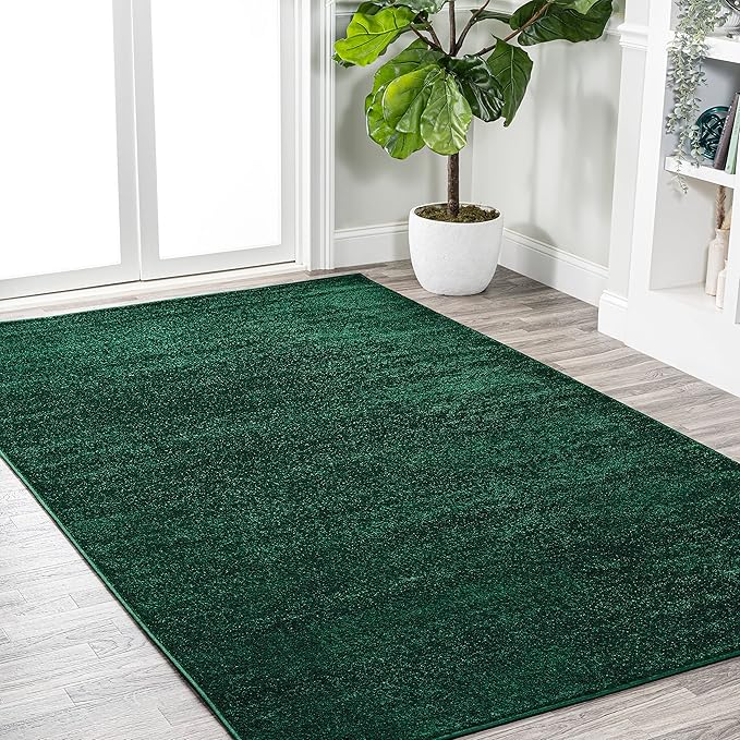 JONATHAN Y Haze Solid Low-Pile Emerald Indoor Area Rug 12x15, Coastal,Bohemian,Minimalist,Classic, Easy-Cleaning for Living Room,Bedroom,Kitchen,Pet Friendly,Non-Shedding (SEU100L-15)