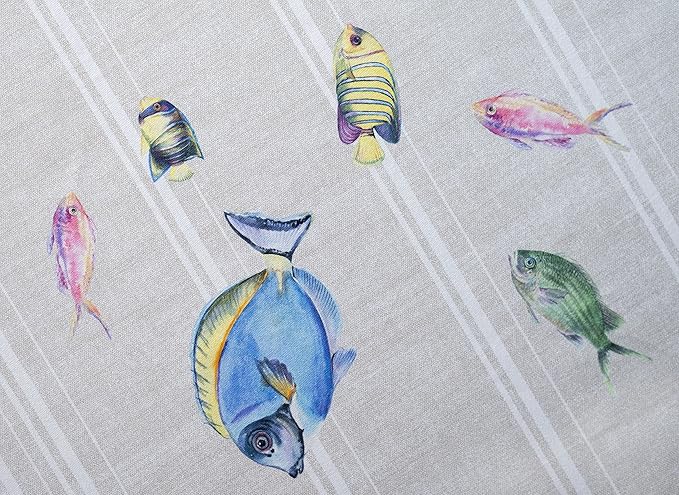 Maison d' Hermine Table Cloth Square Table 100% Cotton 54 x 54 Inches Tablecloth Reusable Decorative for Dining Room Farmhouse Home Valentines Day Decorations Spring Summer - Poisson