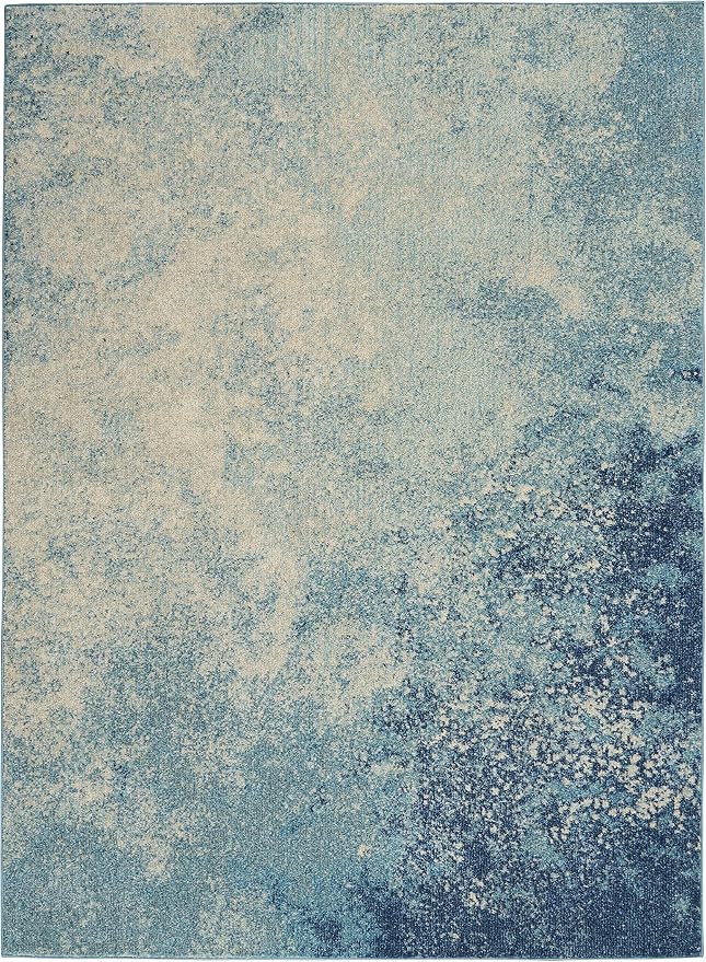 Nourison Home Passion 8' Runner Navy Light Blue Fabric Modern Area Rug (8' Runner)