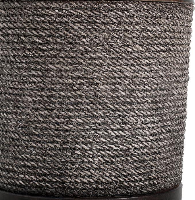 ø15.75'' Faux Concrete Cement Round Side Table End Table, Modern Contemporary Minimalist Retro Style, MGO Material for Indoor & Outdoor, No Assembly, Simulated Braided Cord, Dark Brown