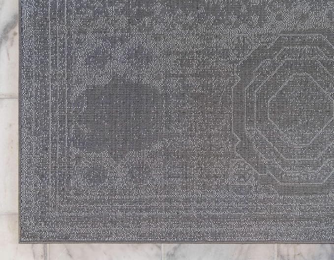Unique Loom Bromley Collection Area Rug - Wells (6' 1" x 9' Rectangle, Dark Gray/ Gray)