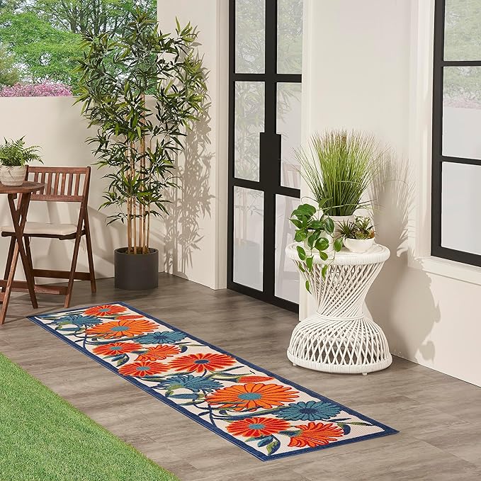 Nourison Home Aloha Multicolor 2' x 6' Area Rug - Easy Clean, Non Shedding, Bed Room, Living Room, Dining Room, Kitchen (6' Runner)
