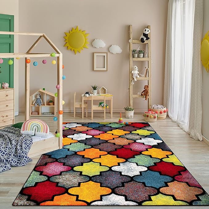Paco Home Colorful Area Rug with Moroccan Pattern in Multicolor, Size: 6'7" x 9'6"