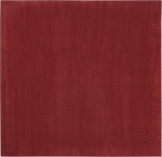 Nourison Home Nourison Essentials Brick Red 7' x Square Area Rug - Easy Clean, Non Shedding, Bed Room, Living Room, Dining Room, Kitchen (7' x Square)