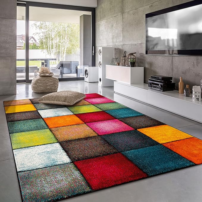Paco Home Colorful Area Rug Checkered with Multicolor Squares, Size: 2'8" x 4'11"