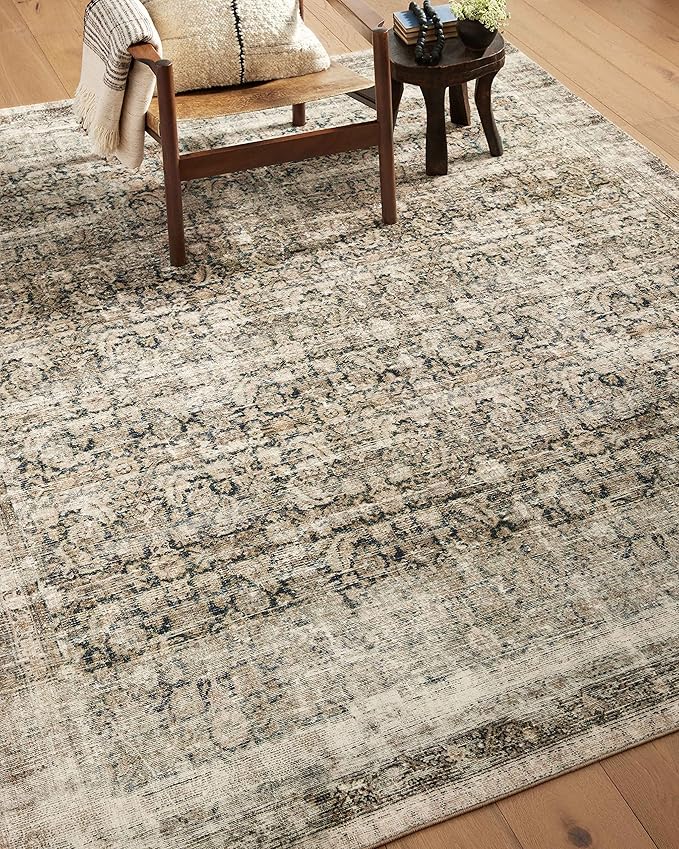 Loloi Amber Lewis Morgan Collection MOG-02 Navy/Sand 3'-6" x 5'-6" 38" Thick Accent Rug feat. CloudPile, Neutral, Room Décor, Vintage Inspired, Livingroom, Bedroom, Dining Area
