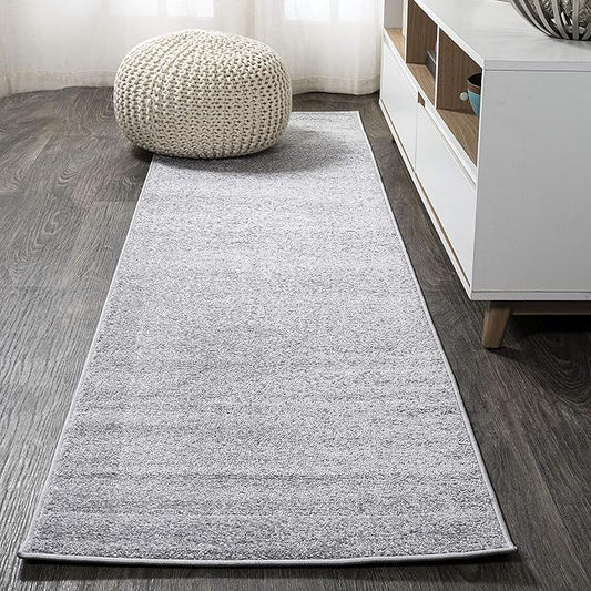 JONATHAN Y Haze Solid Low-Pile Light Gray Runner Rug 2x8, Coastal,Bohemian,Minimalist,Classic, Easy-Cleaning for Living Room,Bedroom,Kitchen,Pet Friendly,Non-Shedding (SEU100K-28)